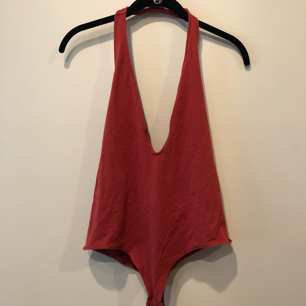 Dark orange halter bodysuit